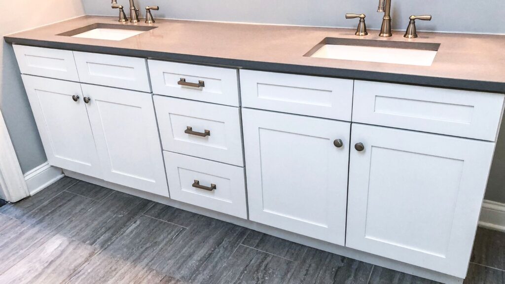 New white bathroom cabinets fitted in a bathroom in Sarasota
