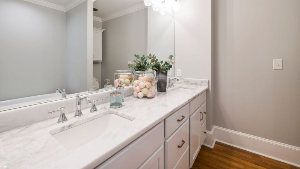 New bathroom cabinet countertops installed in a bathroom in Sarasota FL