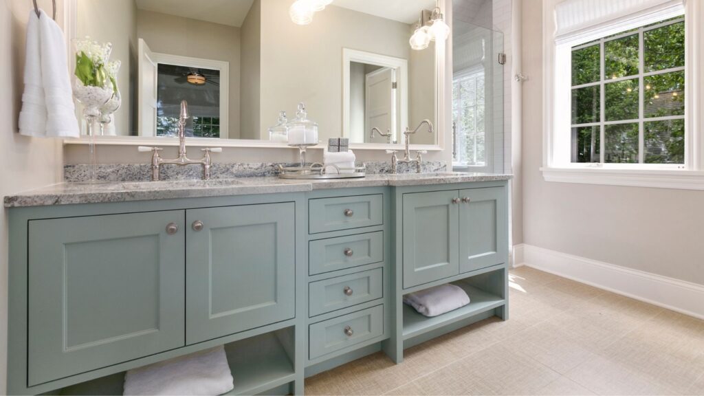 New bathroom cabinets installed in a bathroom in Sarasota